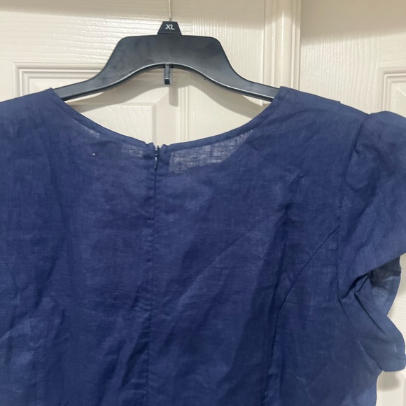 LINTICO 100%  Linen Blue Midi Dress Size XL lagenlook minimalist coastal beach - Picture 7 of 11